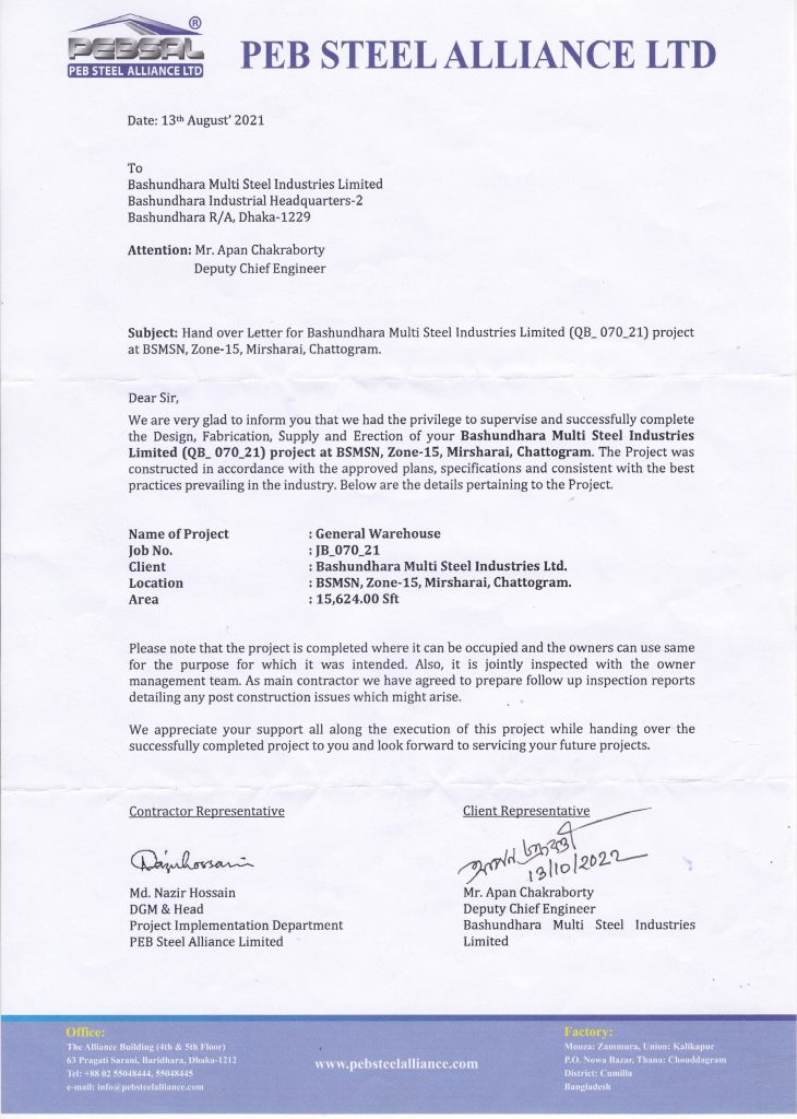 Bashundhra Multi Steel Ind. Ltd